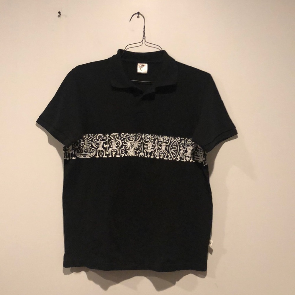 Vintage Rock Art Primitive Look Abstract Polo